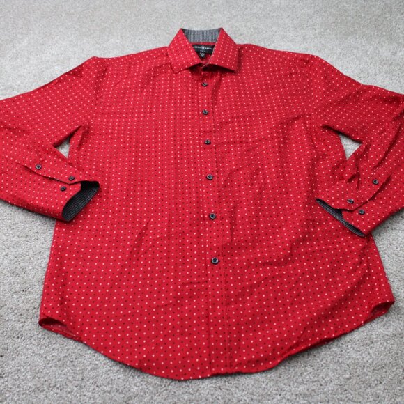 Society of Threads Shirt Men 15-15 1/2, 33/34 Medium Red Flip Cuff Slim Fit L/S - Picture 3 of 12